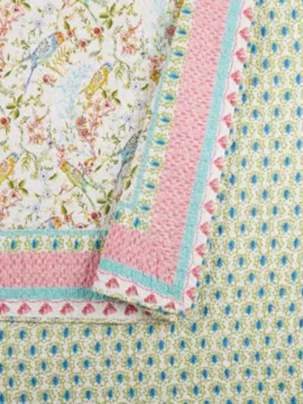 NWT Sonnet 3-Piece Quilt Set By Dena Home Sunny Garden Bird - Picture 6 of 7